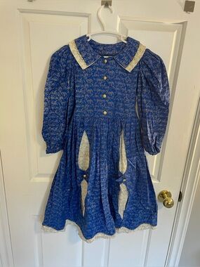 Vintage Daisy Kingdom Blue Peak-A-Boo Holiday Dress -Size 5